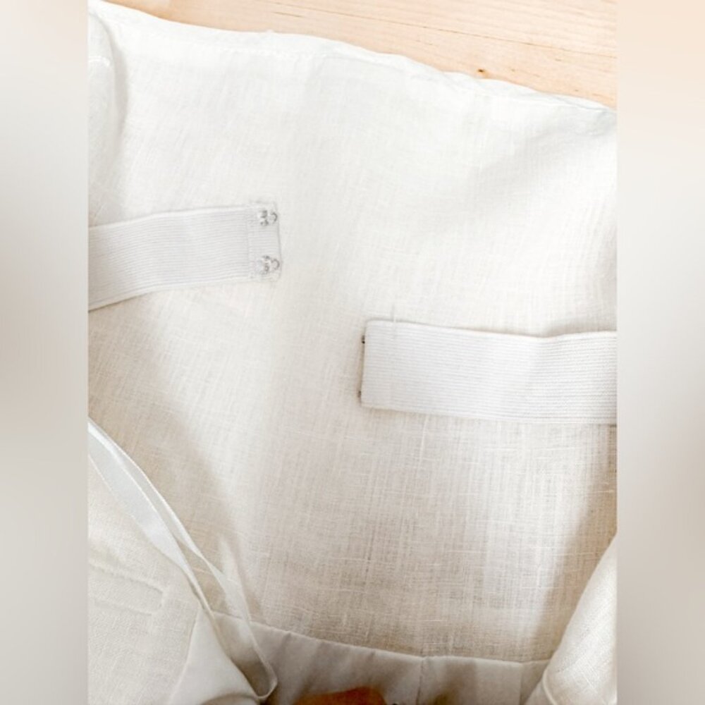 J. Crew Strapless Linen Button Ruffle Tuxedo Styl… - image 5